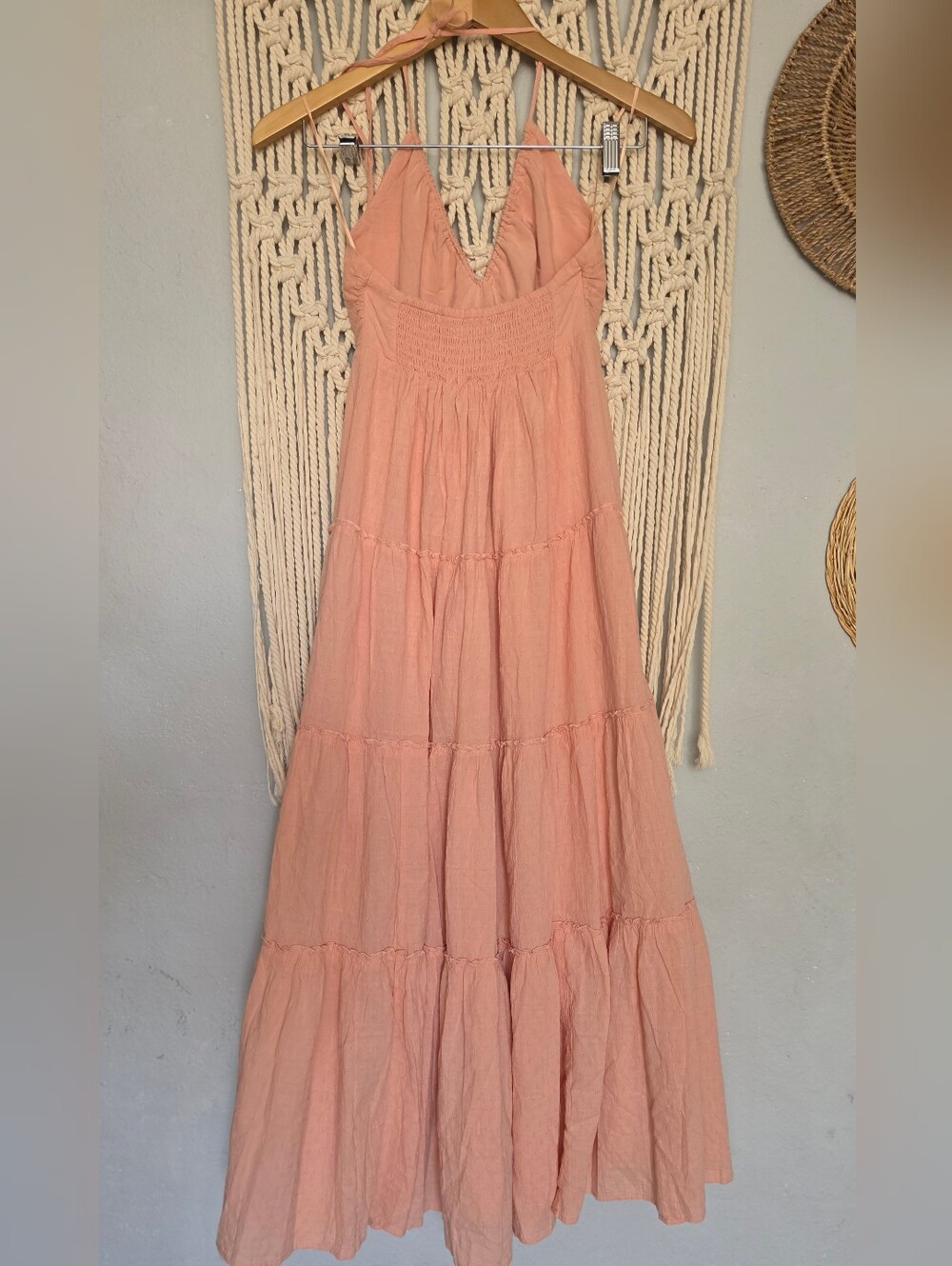 Abercrombie & Fitch Peach Tiered Spaghetti-Strap Maxi Dress - Picture 2 of 5